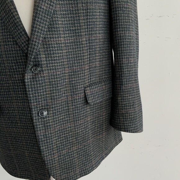 100% Wool Burberrys Jacket Plaid Long Sleeve 2 Button Blazer Sports Coat 46 - Picture 9 of 15